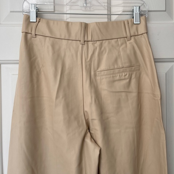 NWOT ZARA Ecru Wide Leg High Waist Vegan Leather Trouser Pant M - Picture 10 of 16